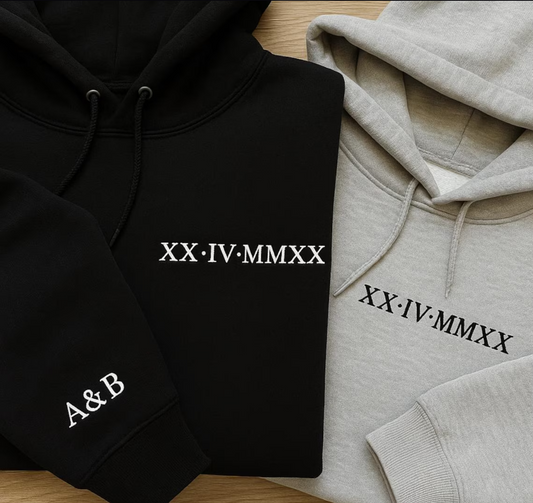 Custom Embroidered Roman Numeral Hoodie